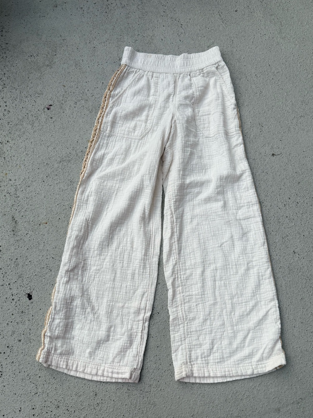 AERIE High Waisted Boho Cream WIDE LEG PANTS Pockets SZ XS - Picture 5 of 9